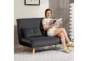 HOMCOM Schlafsofa 2 Sitzer Sofa mit 5-stufig Verstellbarer Rückenlehne, Lendenkissen, Schlafcouch 190 x 120 cm, für Wohnzimmer, Dunkelgrau Bild 2