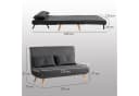 HOMCOM Schlafsofa 2 Sitzer Sofa mit 5-stufig Verstellbarer Rückenlehne, Lendenkissen, Schlafcouch 190 x 120 cm, für Wohnzimmer, Dunkelgrau Bild 3