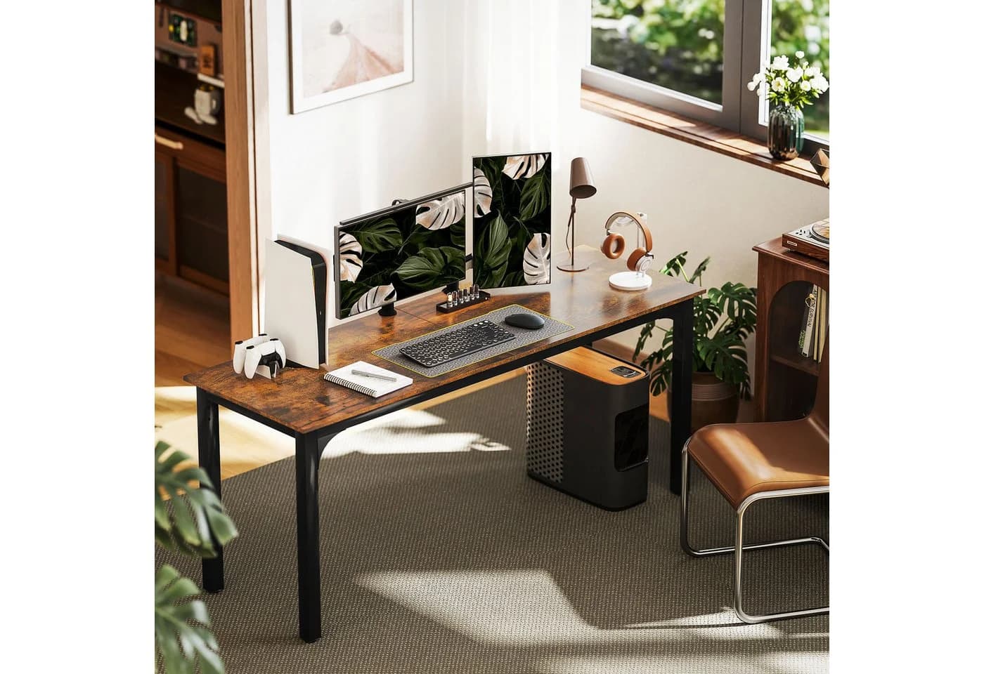HOMCOM Schreibtisch Industrie-Design Rustikal Braun Stahlgestell - Bild 2