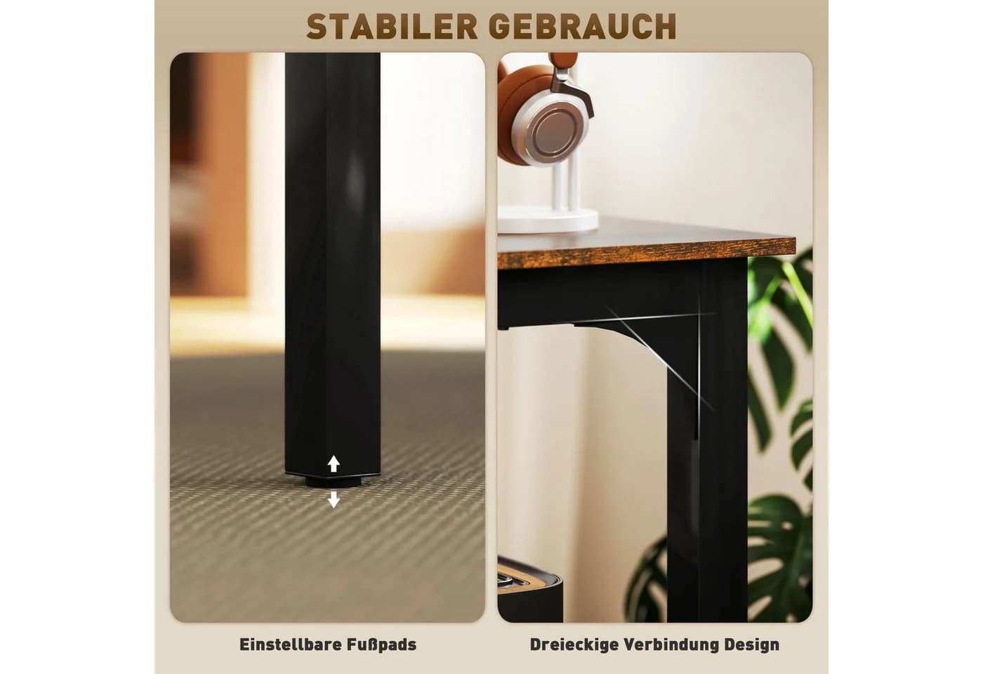 HOMCOM Schreibtisch Industrie-Design Rustikal Braun Stahlgestell - Bild 5