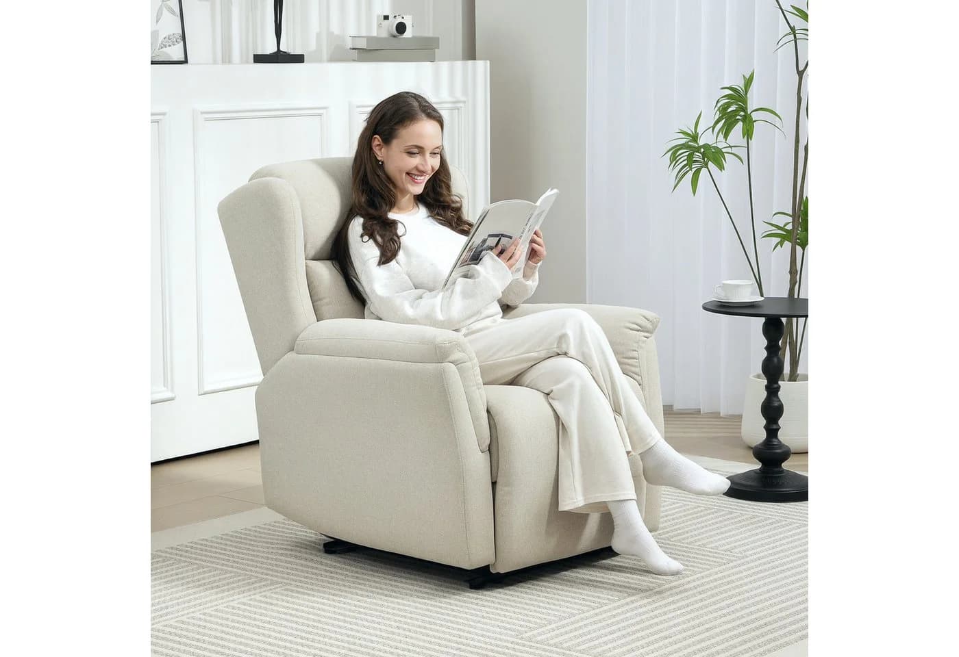 HOMCOM Relaxsessel Beige mit Liegefunktion und Taschenfederkern - Bild 2