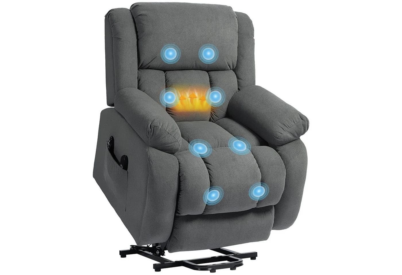 HOMCOM Relaxsessel Grau Elektrisch mit Massage & Aufstehhilfe