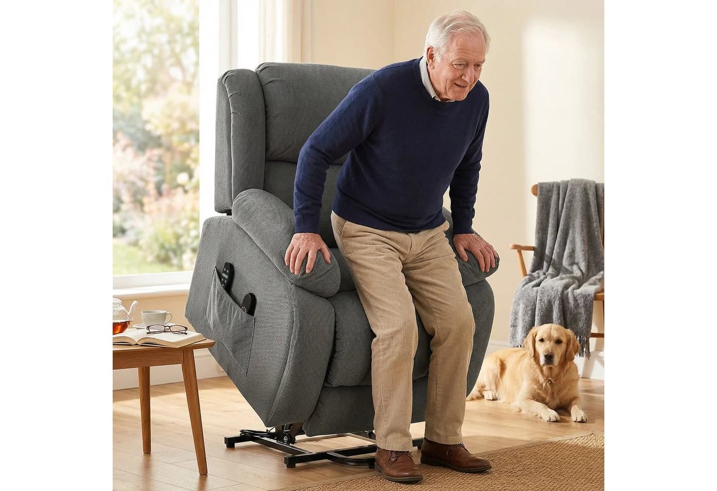 HOMCOM Relaxsessel Grau Elektrisch mit Massage & Aufstehhilfe - Bild 2