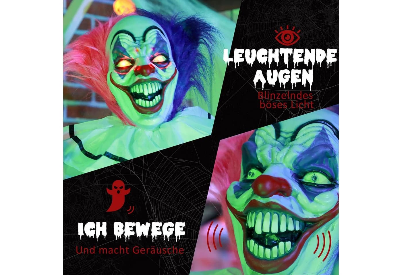 HOMCOM Halloween Dekofigur Clown animiert mit LED und Sound - Bild 5