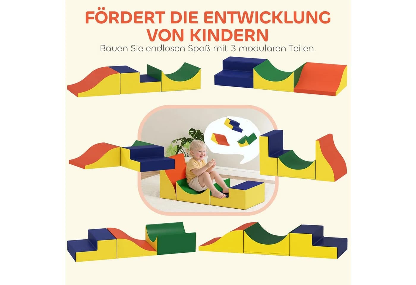 AIYAPLAY Schaumstoff Bausteine Kinder 3 Stück Klettern Spielbausteine Mehrfarbig - Bild 5