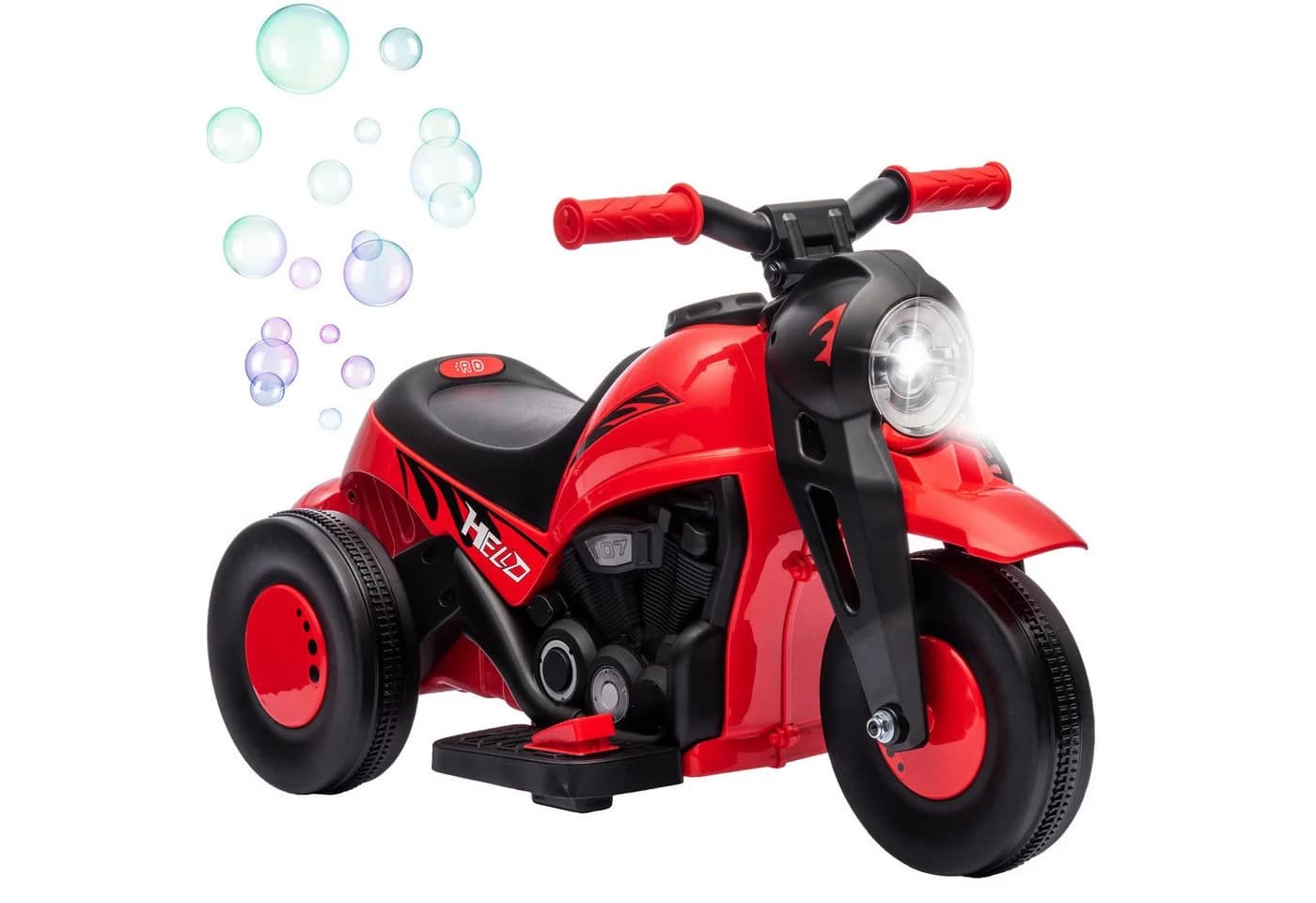 AIYAPLAY Elektro-Kindermotorrad Rot mit Musik und Blasen - Bild 1