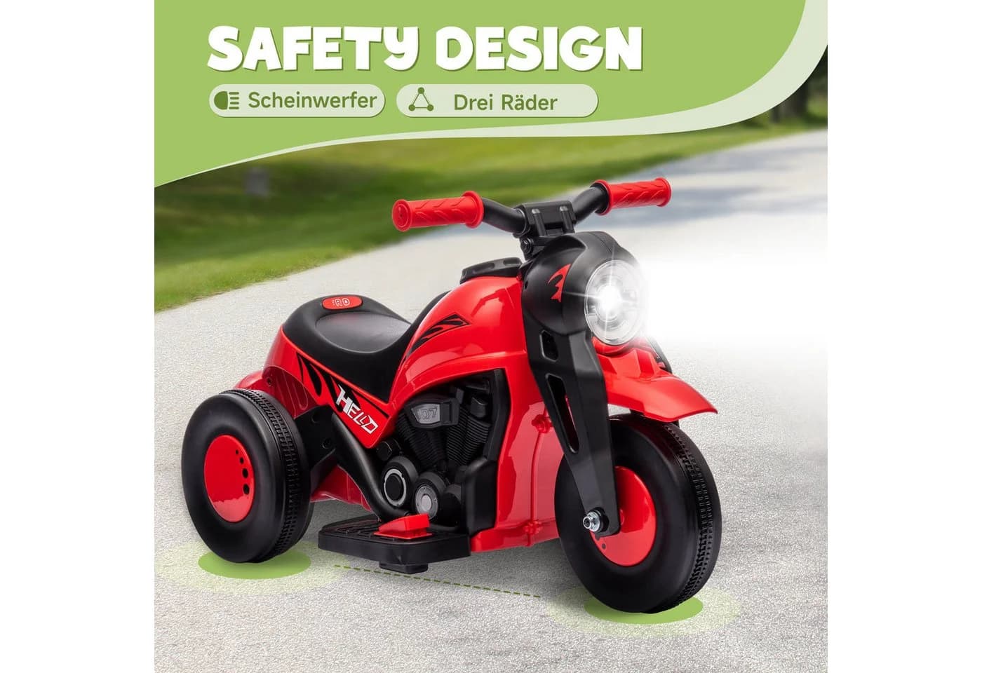 AIYAPLAY Elektro-Kindermotorrad Rot mit Musik und Blasen - Bild 5