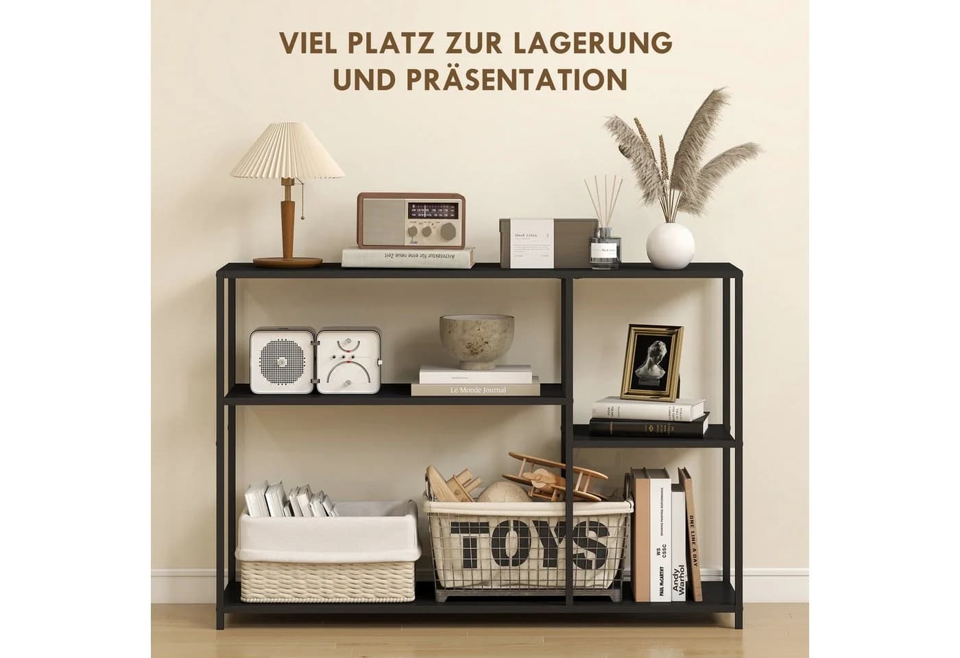 HOMCOM Konsolentisch Schwarz 4 Ebenen Stahlrahmen - Bild 4