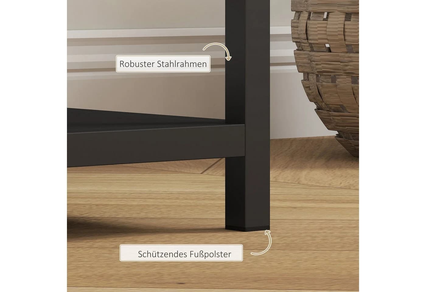 HOMCOM Konsolentisch Schwarz 4 Ebenen Stahlrahmen - Bild 5