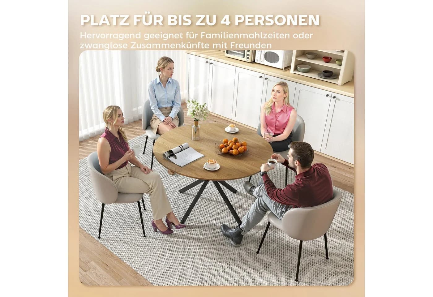 HOMCOM Esstisch industrieller Küchentisch mit gekreuzten Stahlbeinen rund 120 cm - Bild 5