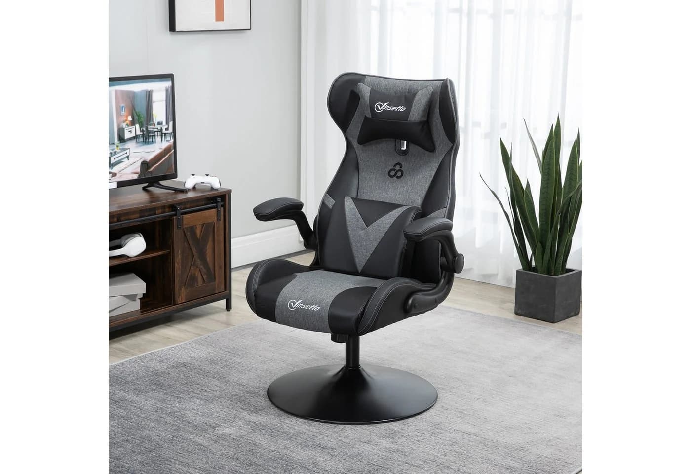 Vinsetto Gaming-Stuhl höhenverstellbar Schwarz/Grau - Bild 2