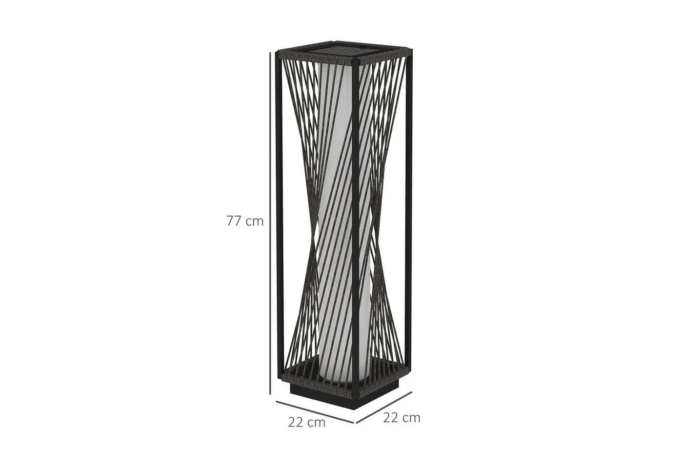 Outsunny LED Solarleuchte Rattan Boho Grau Schwarz - Bild 3