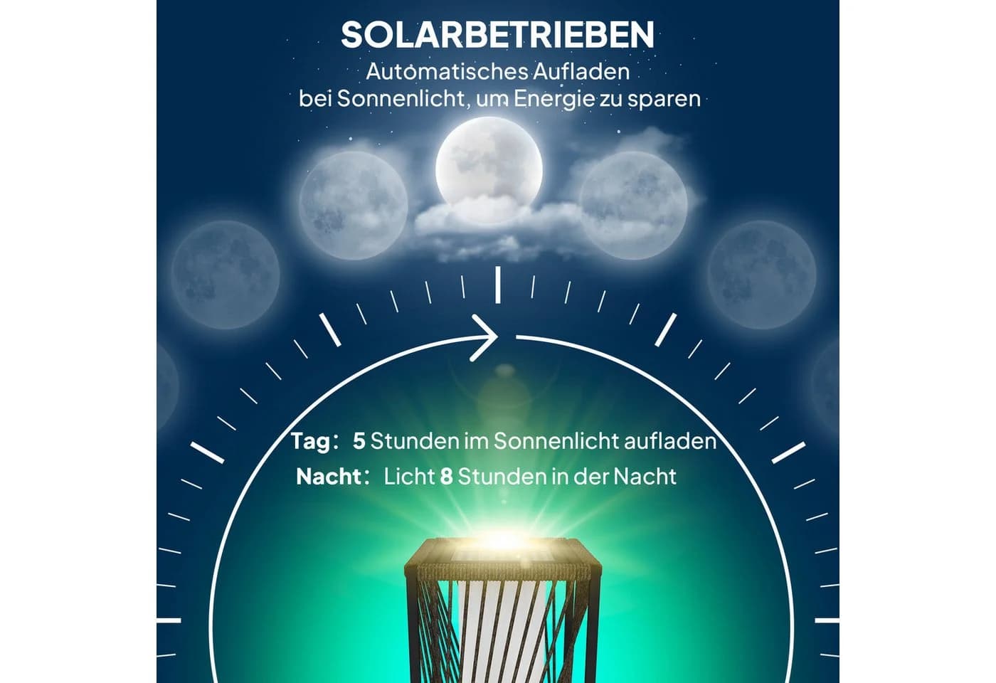 Outsunny LED Solarleuchte Rattan Boho Grau Schwarz - Bild 4