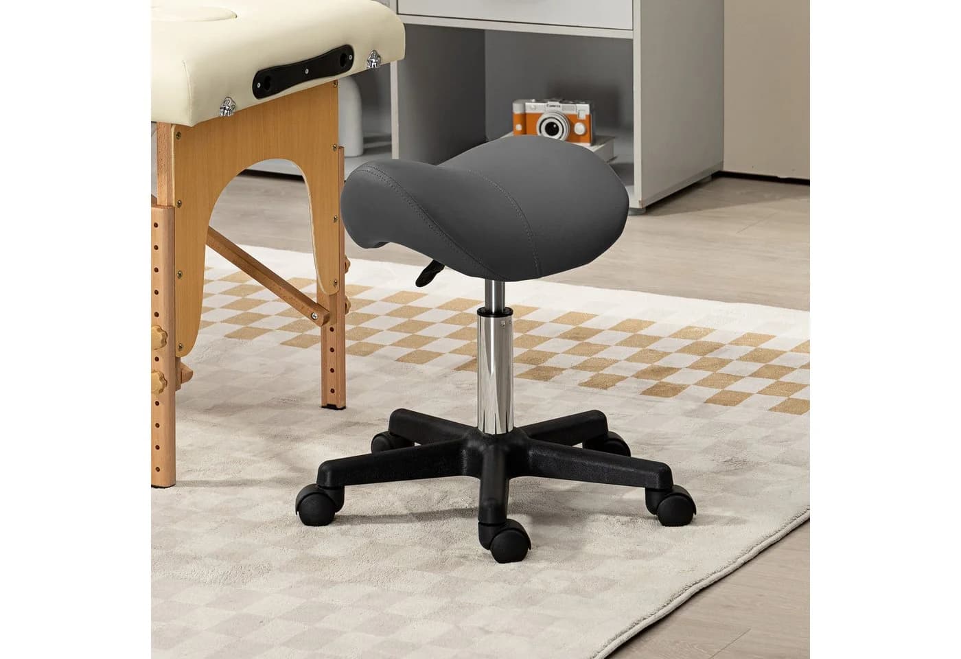 HOMCOM Rollsitz 360° drehbar höhenverstellbar Grau - Bild 2