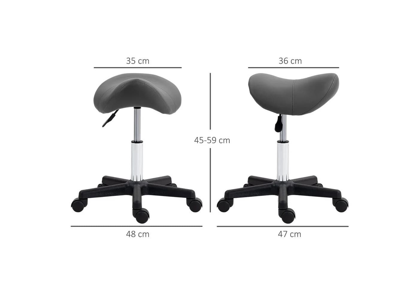 HOMCOM Rollsitz 360° drehbar höhenverstellbar Grau - Bild 3