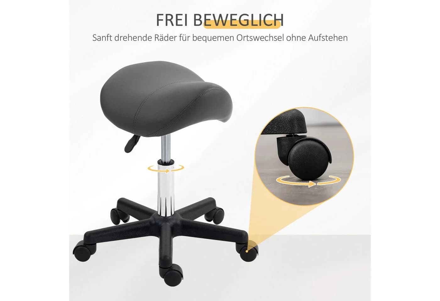 HOMCOM Rollsitz 360° drehbar höhenverstellbar Grau - Bild 5