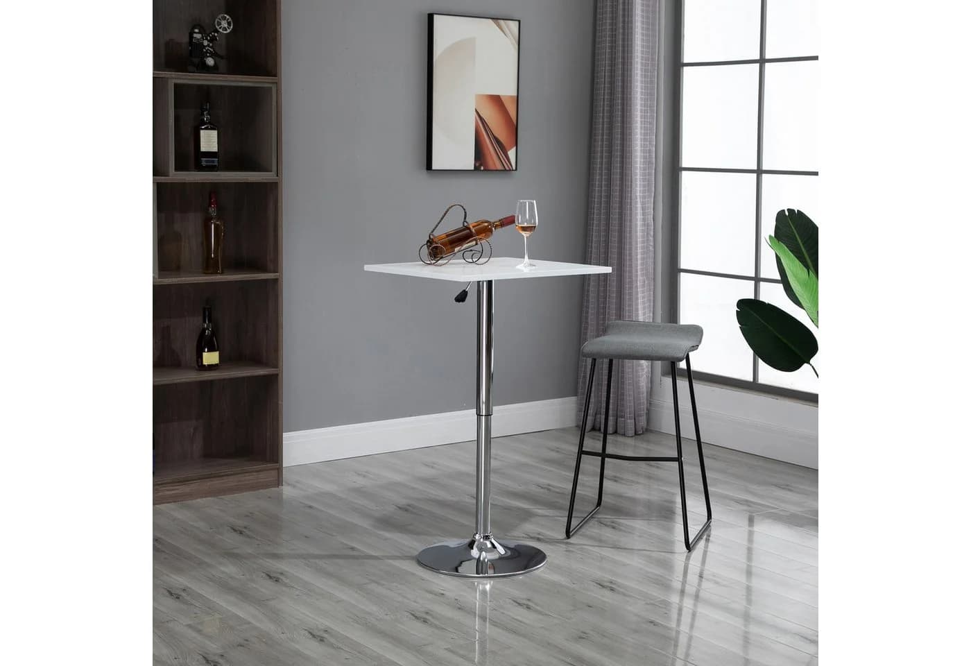 HOMCOM Bartisch Höhenverstellbar, quadratisch, Weiß, 360° drehbar - Bild 2