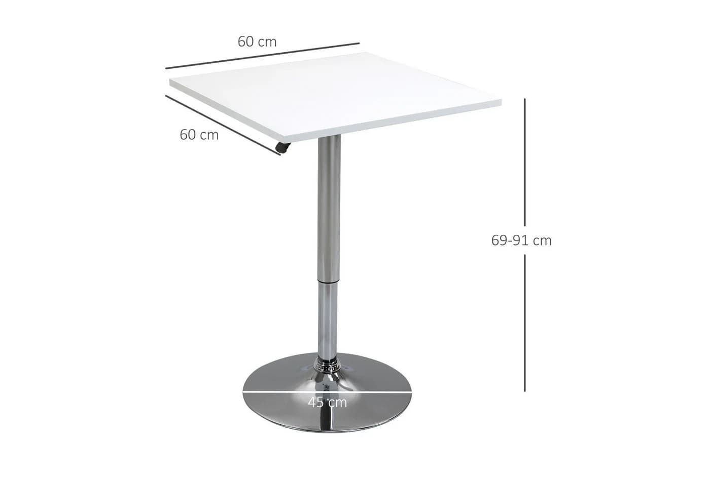 HOMCOM Bartisch Höhenverstellbar, quadratisch, Weiß, 360° drehbar - Bild 3