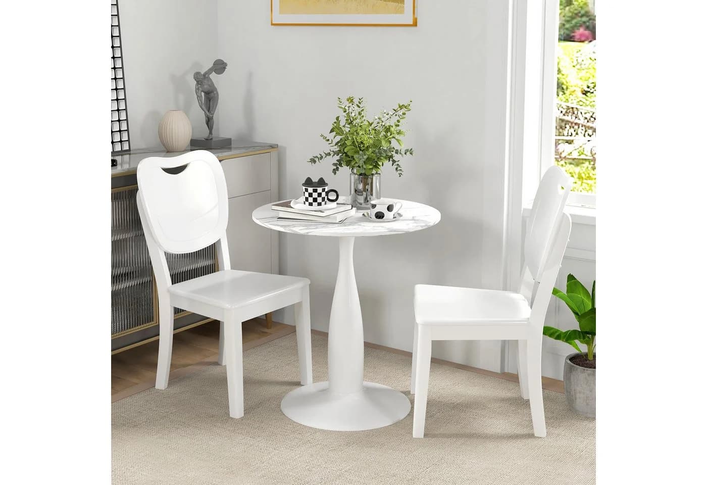 HOMCOM Esstisch Rund Weiß MDF & Stahl - Bild 2