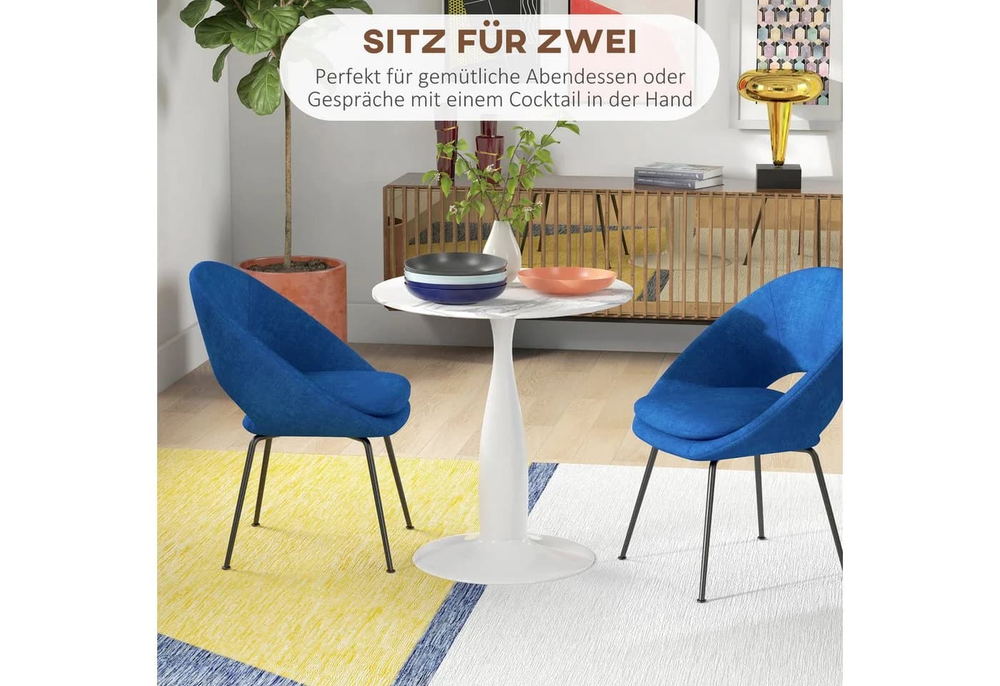 HOMCOM Esstisch Rund Weiß MDF & Stahl - Bild 4
