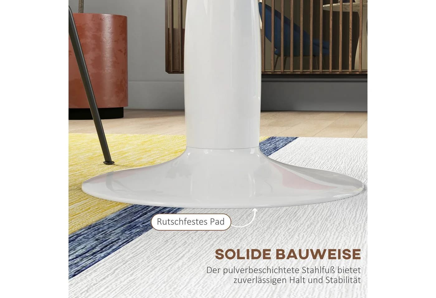 HOMCOM Esstisch Rund Weiß MDF & Stahl - Bild 5