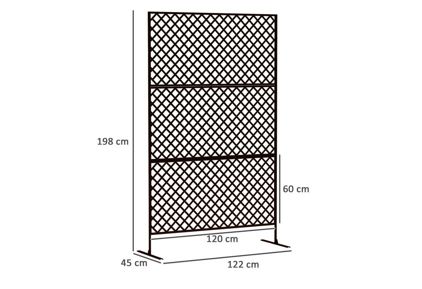 Outsunny Paravent 3-teilig 122 x 198 cm Freistehend Gitter - Bild 3