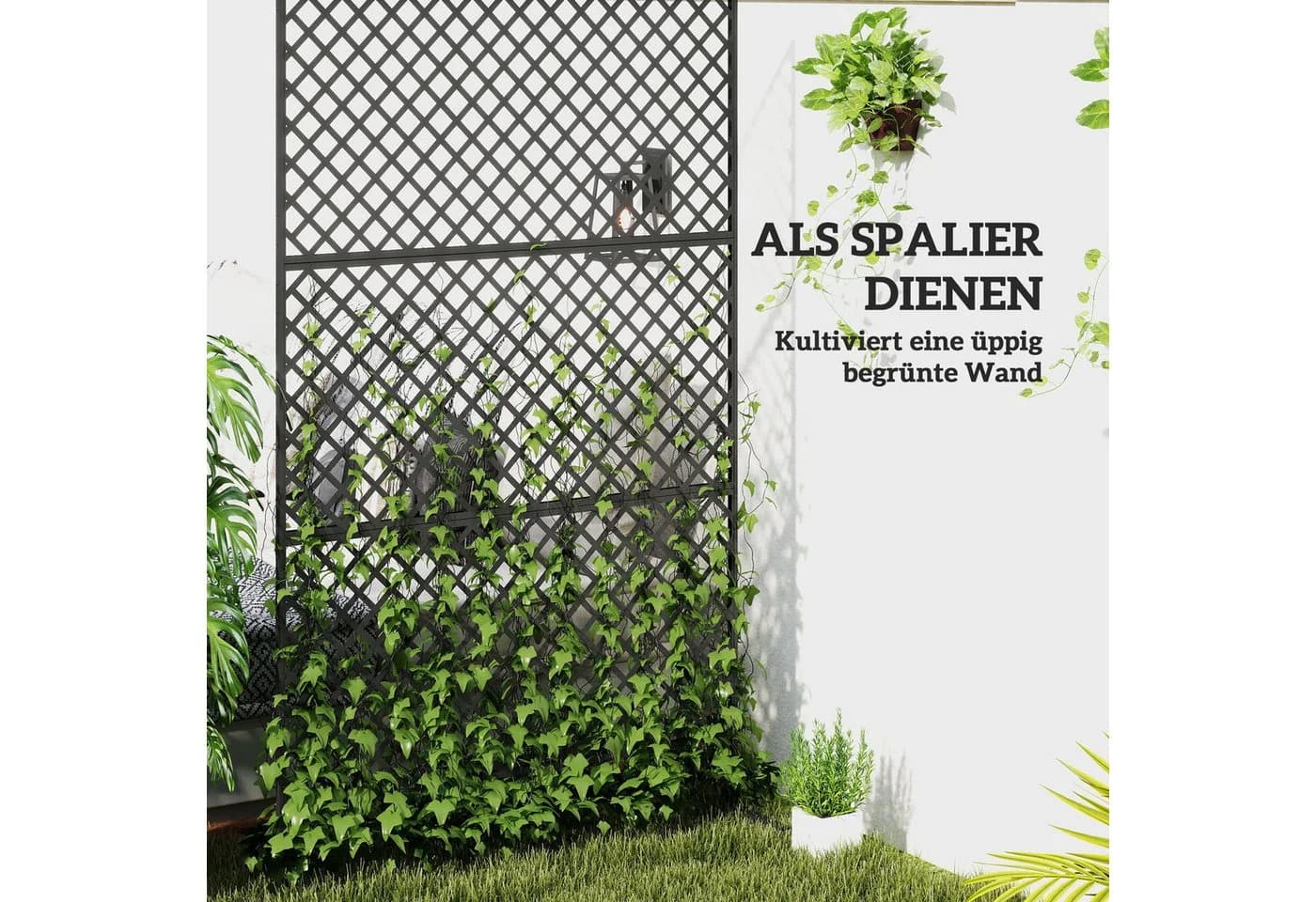 Outsunny Paravent 3-teilig 122 x 198 cm Freistehend Gitter - Bild 4