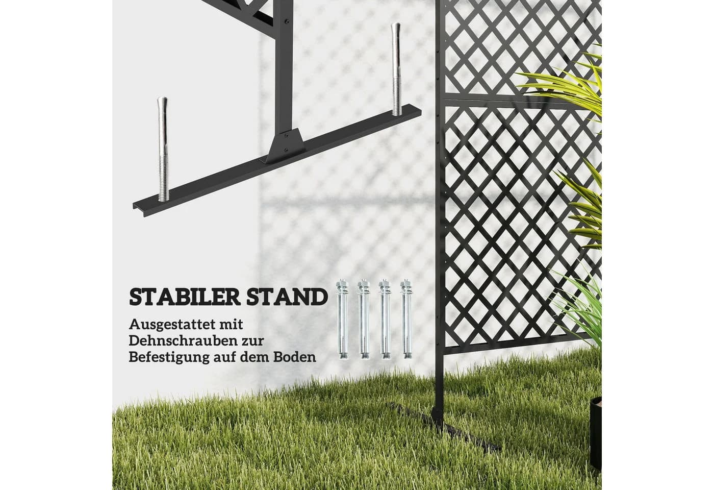 Outsunny Paravent 3-teilig 122 x 198 cm Freistehend Gitter - Bild 5