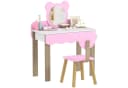 AIYAPLAY Schminktisch mit Hocker und Spiegel - Bärendesign Rosa Bild 2