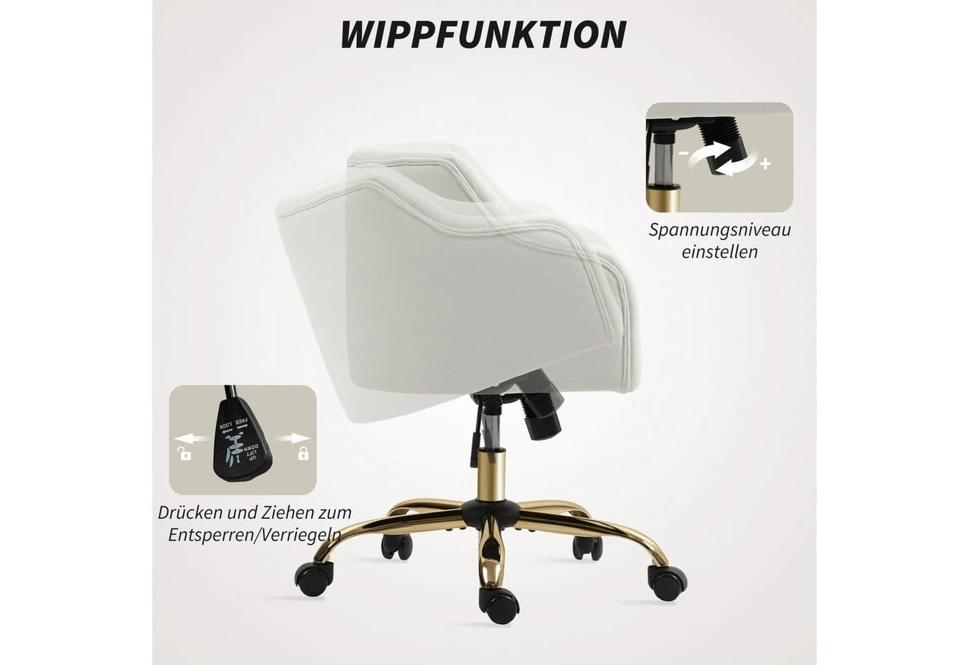HOMCOM Bürostuhl Polyester, Schaumstoff Diamantdesign - Bild 5