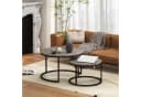 HOMCOM Couchtisch 2er-Set Grau Marmoroptik Metallgestell Stapelbar Bild 2