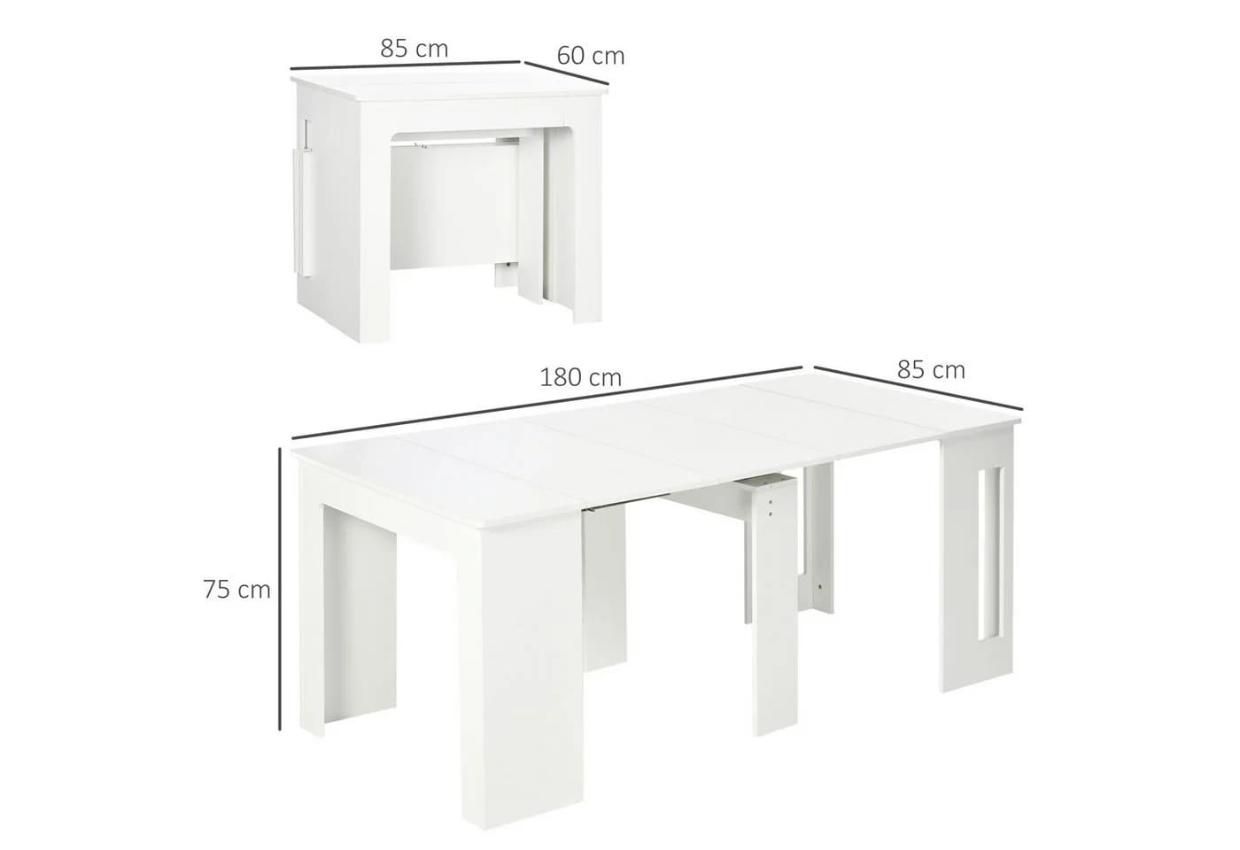 HOMCOM Klapptisch für bis 6 Personen, mit Stahlgleitschienen, Weiß - Bild 3