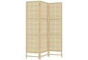 HOMCOM Paravent 3-teilig Naturholz Kunststoff-Rattan Raumteiler Bild 1