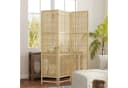 HOMCOM Paravent 3-teilig Naturholz Kunststoff-Rattan Raumteiler Bild 2