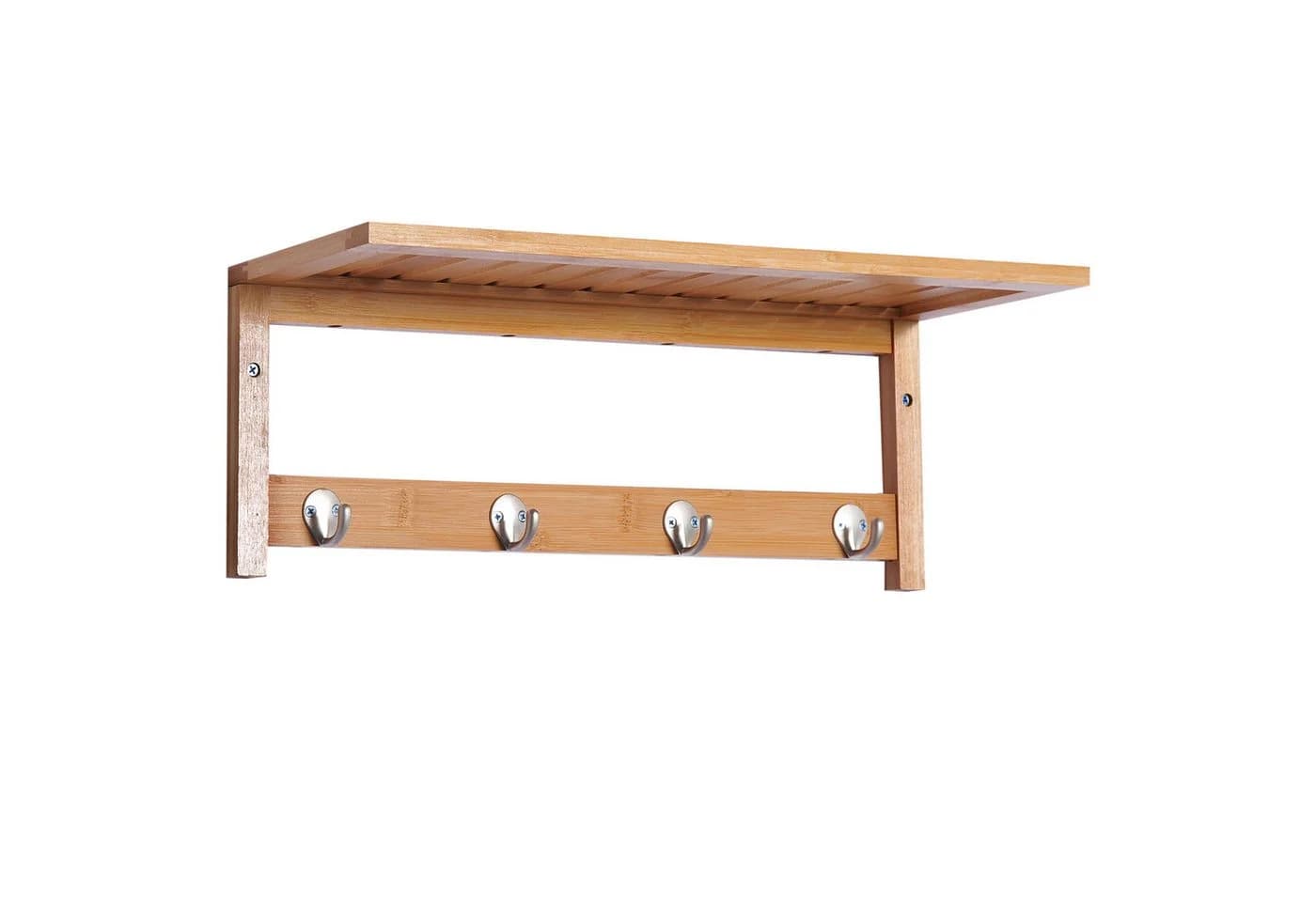 HOMCOM Garderobenleiste mit 4 Haken Wandgarderobe Naturholz