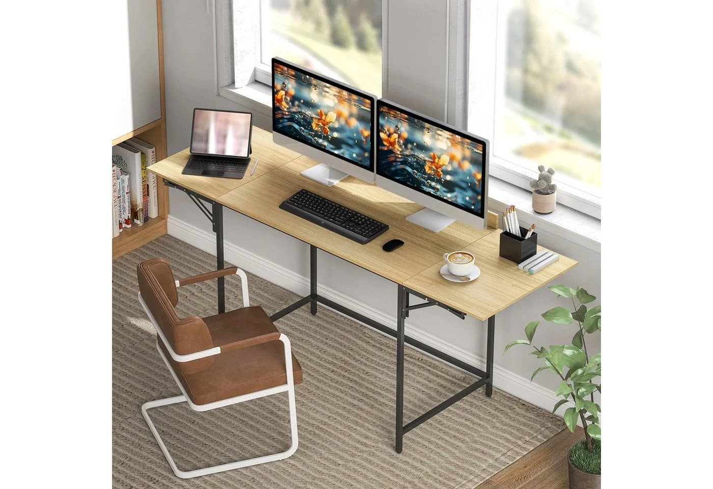 HOMCOM Schreibtisch Spanplatte Metall Klappdesign - Bild 2