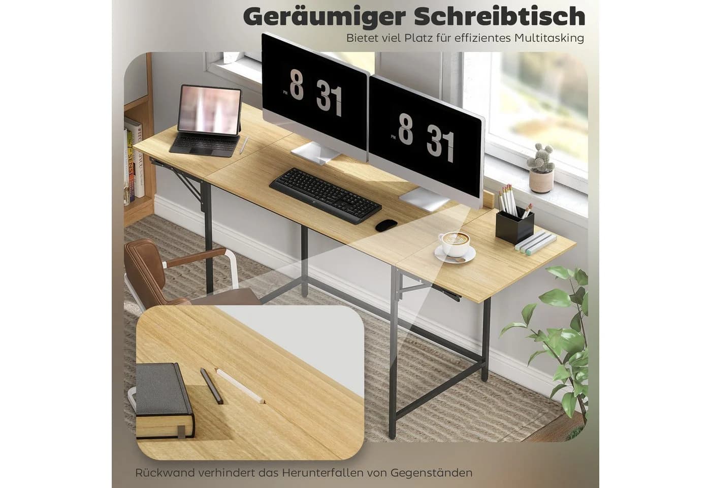 HOMCOM Schreibtisch Spanplatte Metall Klappdesign - Bild 5