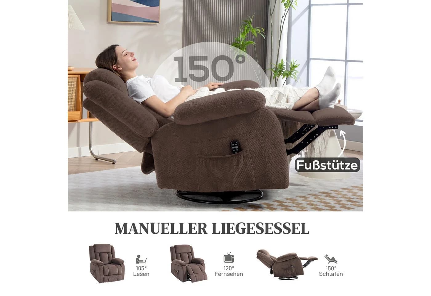 HOMCOM Massagesessel 8 Vibrationspunkte 5 Modi Braun - Bild 5