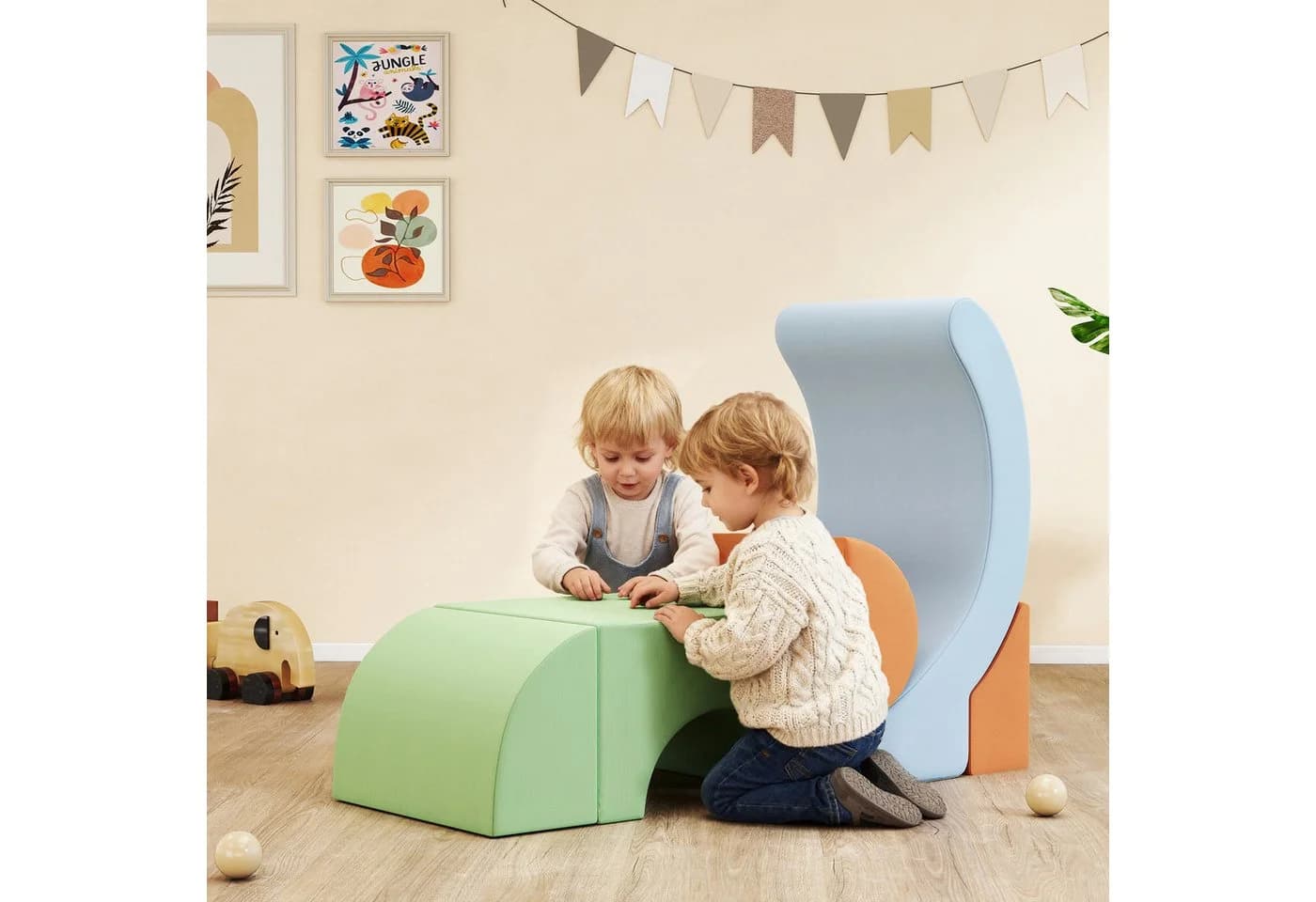 AIYAPLAY Kletter- und Spielset 5-tlg. Grün/Orange/Hellblau Schaumstoff - Bild 2