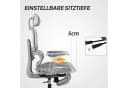 HOMCOM Bürostuhl Höhenverstellbarer Mesh Drehstuhl mit Armlehne, Kopfstütze, Grau Bild 5