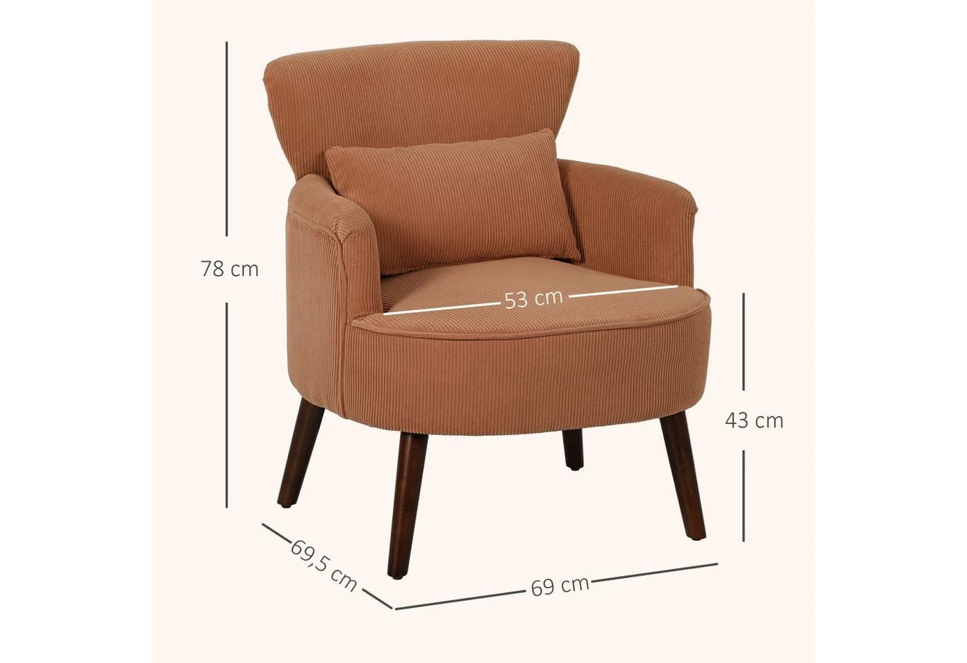 HOMCOM Loungesessel mit Armlehnen Relaxsessel Polstersessel Orange - Bild 3