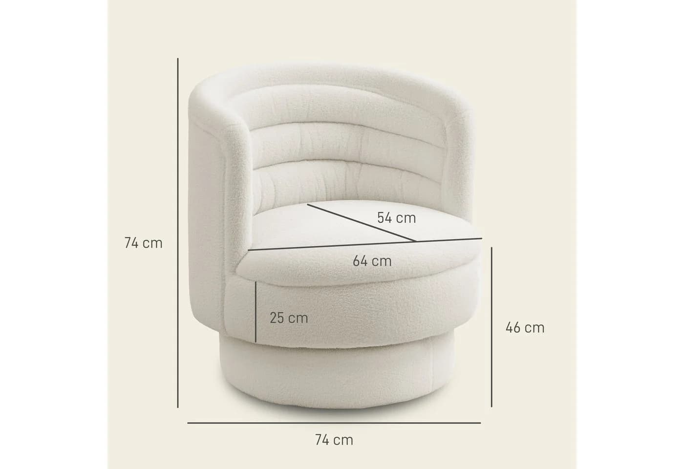 HOMCOM Relaxsessel Cremeweiß mit 360° Drehfunktion - Bild 3