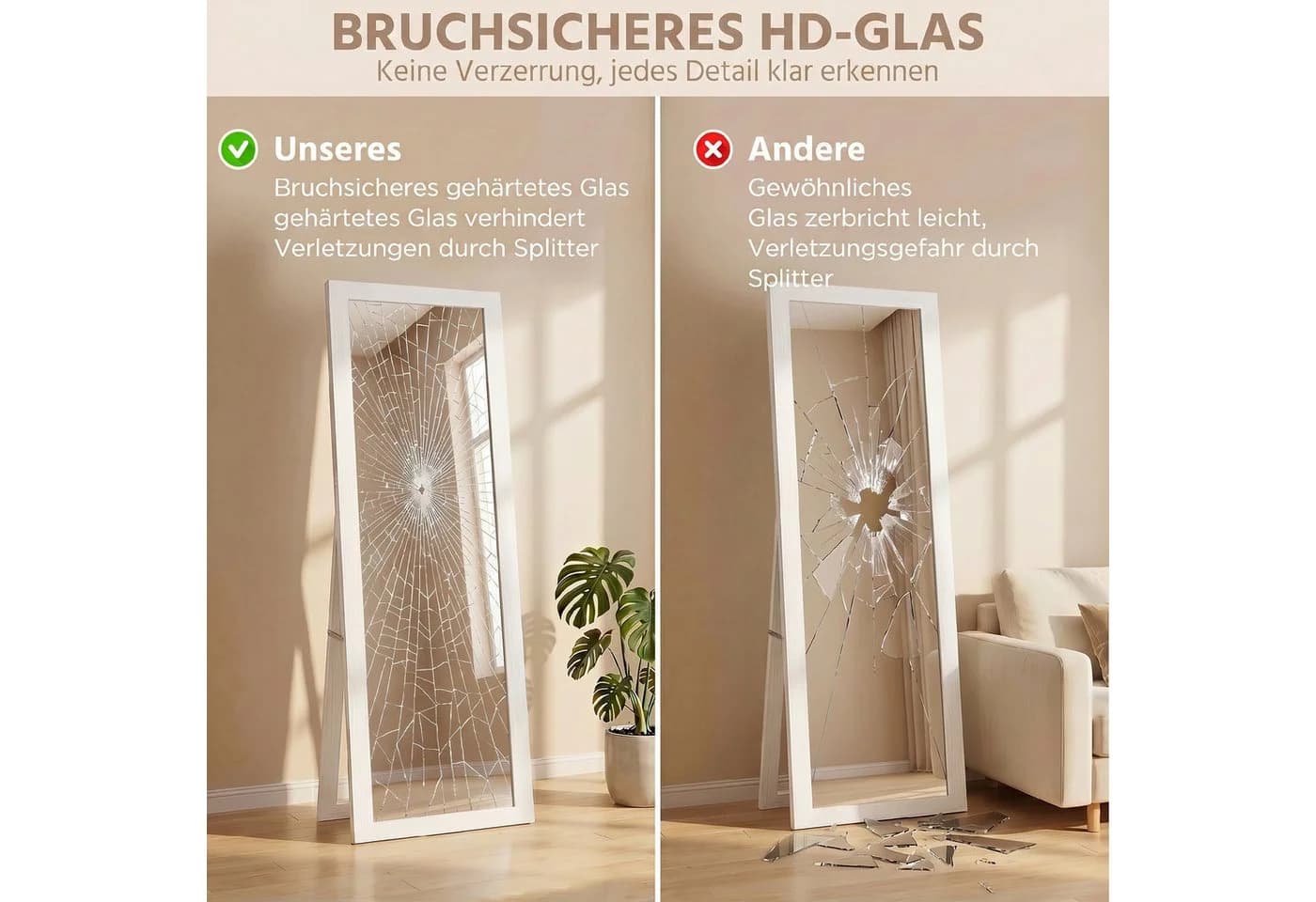 HOMCOM Standspiegel mit Ständer und Haken Weiß - Bild 5