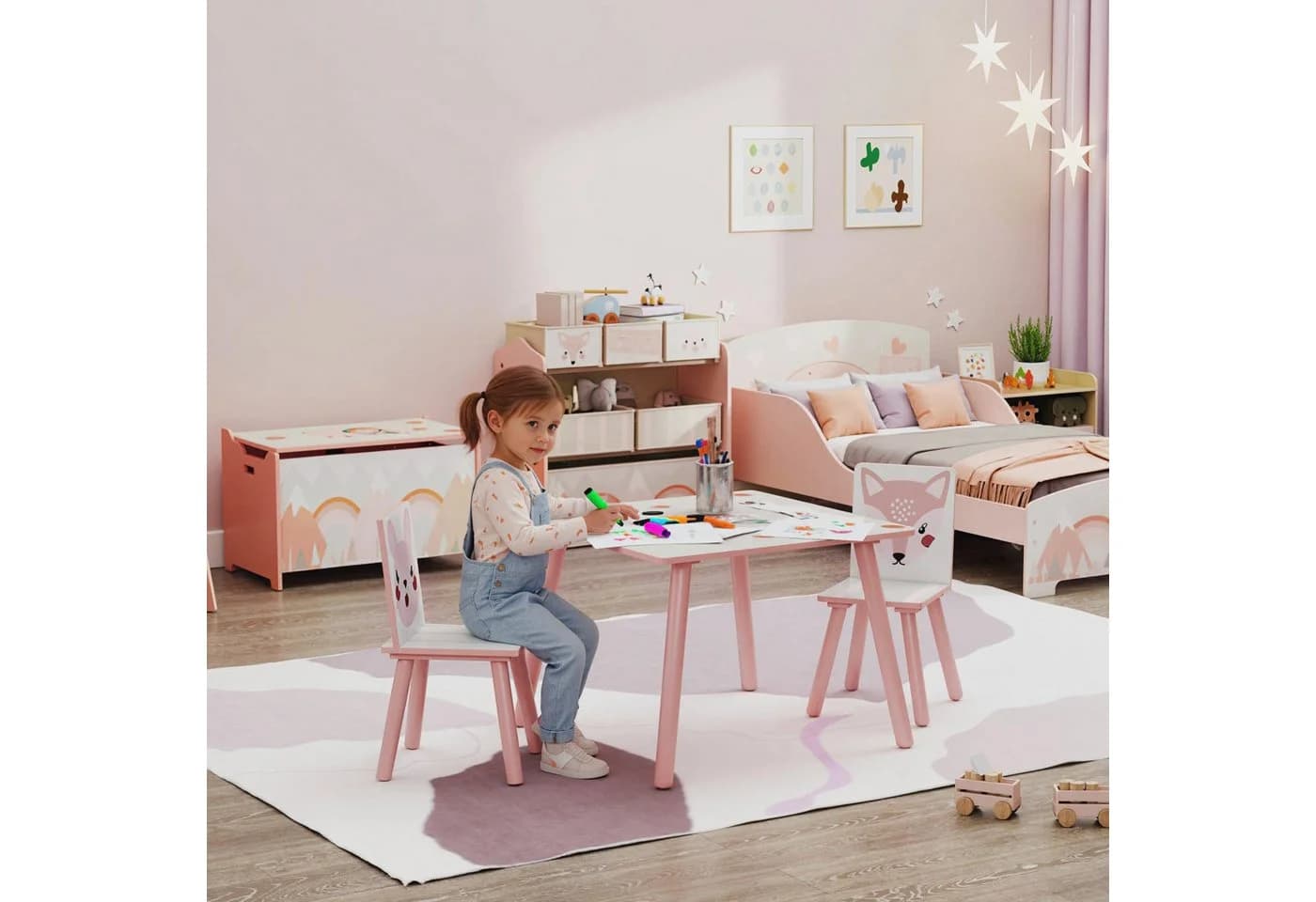 ZONEKIZ Kindersitzgruppe für Kinder von 3 bis 8 Jahren, Rosa, mit Tiermustern - Bild 2