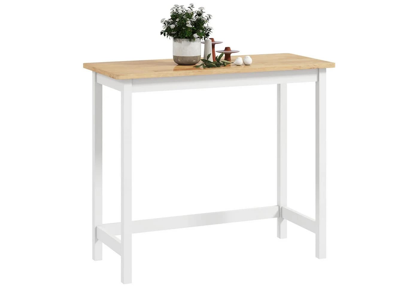 HOMCOM Bartisch Stehtisch Eichenoptik Weiß