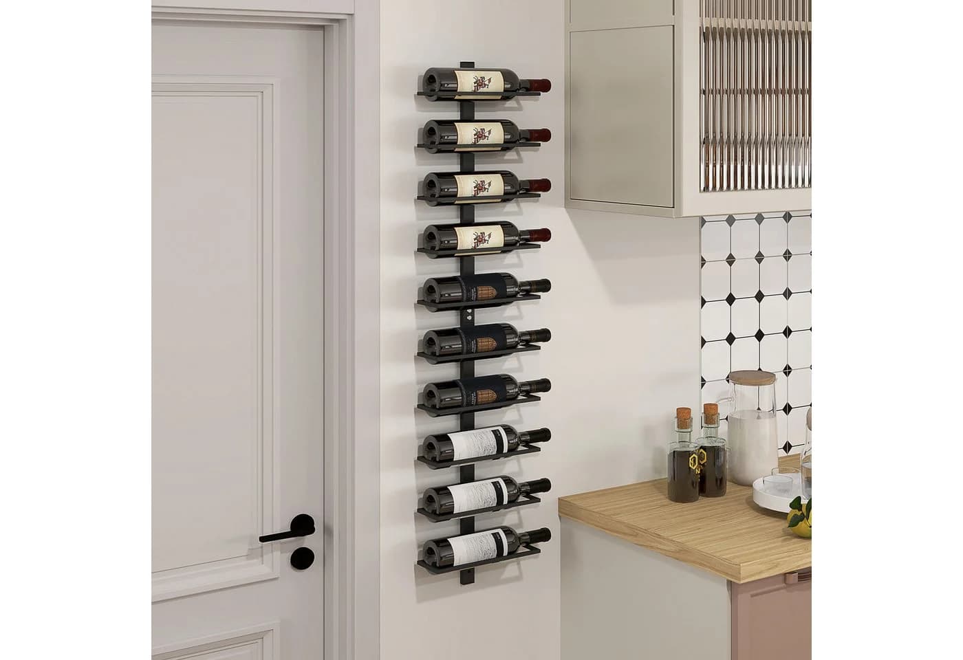 HOMCOM Weinregal Wandregal für 10 Flaschen Schwarz Metall - Bild 2