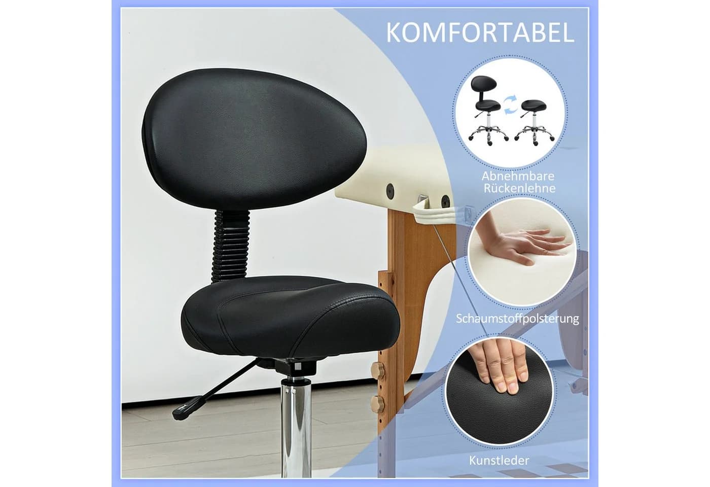 HOMCOM Rollhocker Kunstleder Schaumstoff - Bild 4