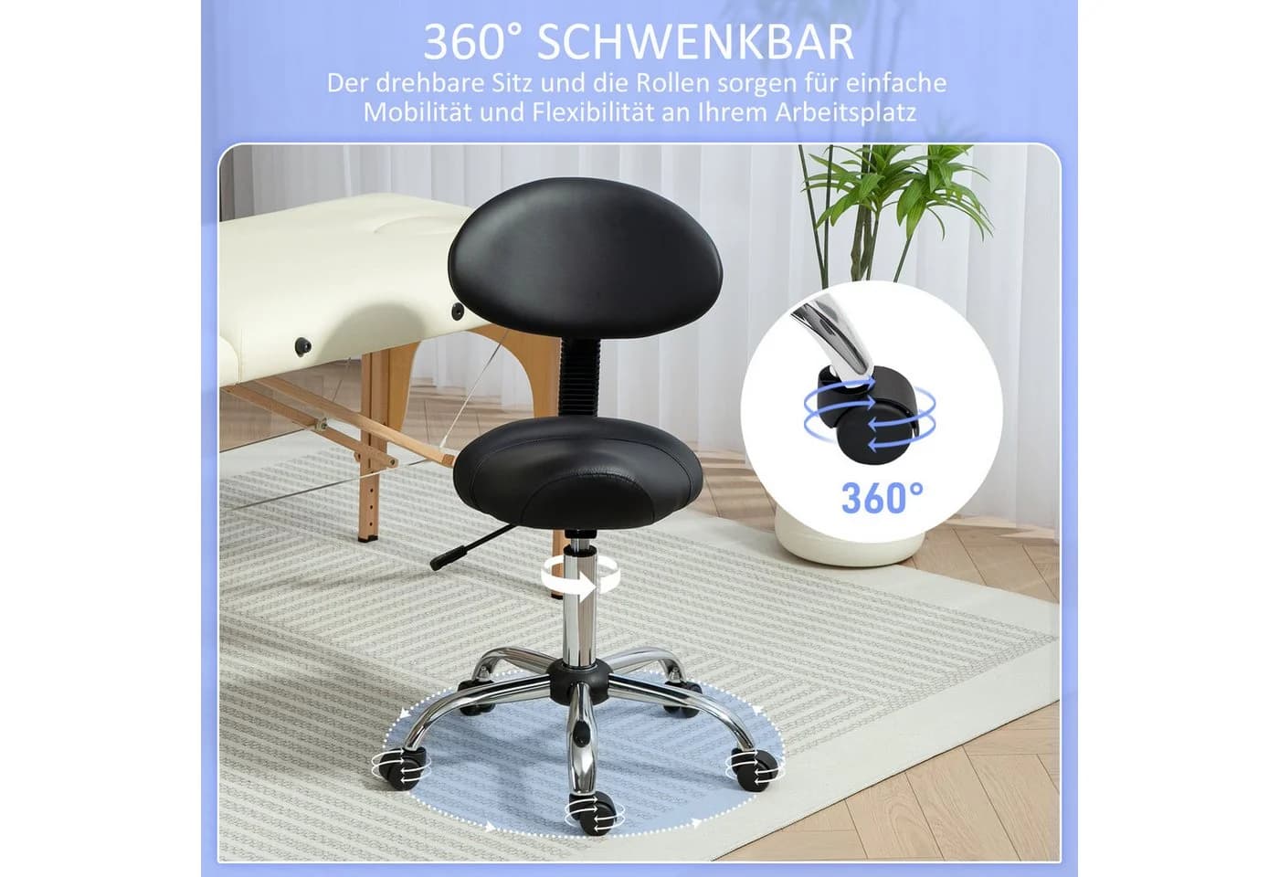 HOMCOM Rollhocker Kunstleder Schaumstoff - Bild 5