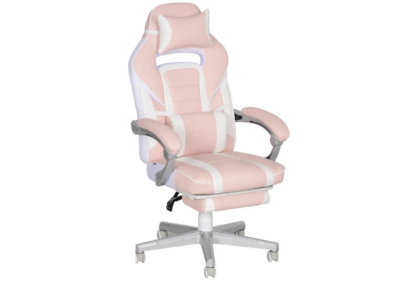HOMCOM Gamingstuhl Kunstleder Rosa mit Fußstütze