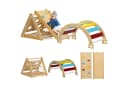 AIYAPLAY Klettergerüst mit Rutsche, Kletterbogen, Rampe, Kletternetz, Kletterstein, 7 in 1 Kletterdreieck, Indoor Spielplatz aus Holz, für Kinder von 1,5-4 Jahre, Mehrfarbig Bild 1